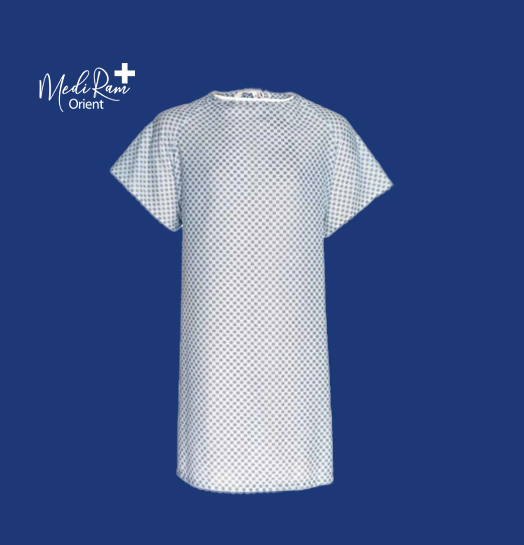 Patient Gown – Half Sleeve, Dotted Pattern (Al Ataba)