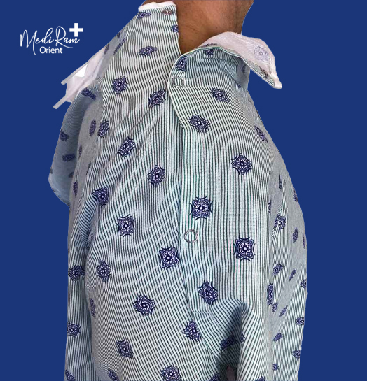 Patient Gown with Snap Buttons (Striped – Patterned)